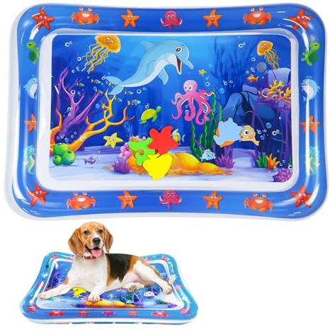 Businey Sensor Water Playmat, Thickened Water Sensor Play Mat for Pets Waters Bed, Cat Waters Mat with Fish, Inflatable Play Cushion Infant Toys for Cats Dogs Dolphin