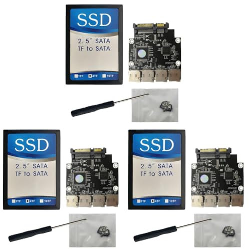 Kexpery SATA-Adapter mit 4 Anschlüssen für TF-SD-Speicherkarten, kompatibel mit Raid 0, für SSD-Festplatten