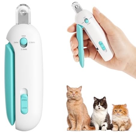 Potaroma Cat Nail Clipper with Adjustable 3-Size Trimming Hole & Hidden Nail File | Safe Toenail Trimmer for Kittens & Indoor Cats | Anti-Splash Claw Cutter for Grooming (Blue)