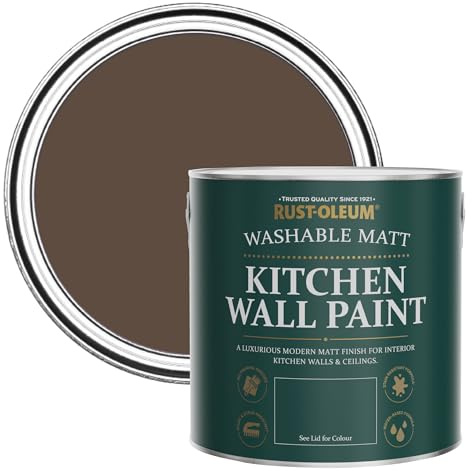 Rust-Oleum Washable Kitchen Wall & Ceiling Paint Paint, Stain, Mould and Moisture Resistant in Matt Finish - Coffee Bean 2.5 litres