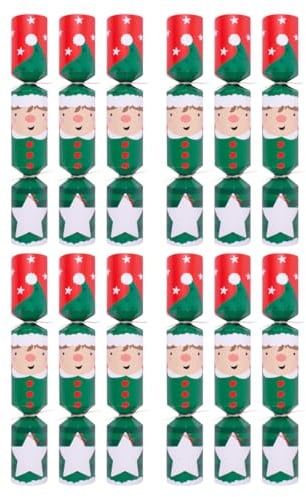 12 Make Your Elf Christmas Crackers 13.5 Inch DIY Kit – Festive Family Craft Activity with Hats, Mottos, Snaps & Raffia Ties – Eco Conscious Crackers & Packaging for Xmas Table Decorations