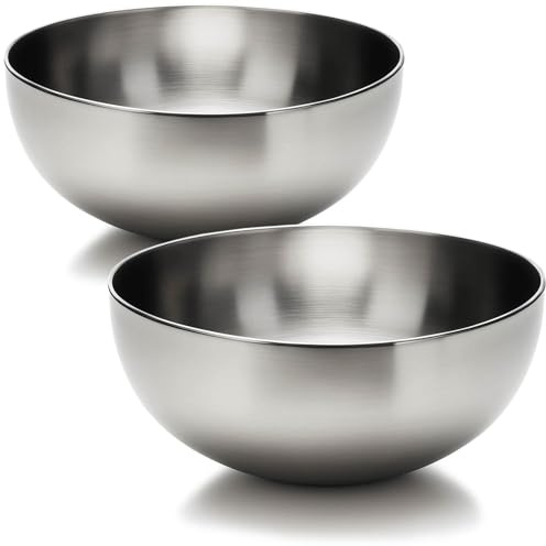 com-four® 2x saladier Ø 29 cm en acier inoxydable, grands bols de service | idéals pour salades - fruits et snacks - compatibles lave vaisselle