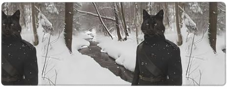 Rubber Keyboard pad 12x31.5in WHJSHOP Cat in Jacket Printed Soft and Thick to Protect The Desktop for Office Computer Study