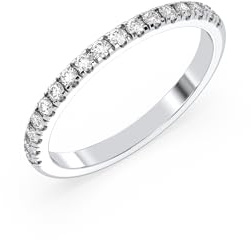 Damenring Half-Eternity mit Moissaniten, 925 Sterling Silber, Verlobungsring, Hochzeit (Weiss vergoldet, 54)