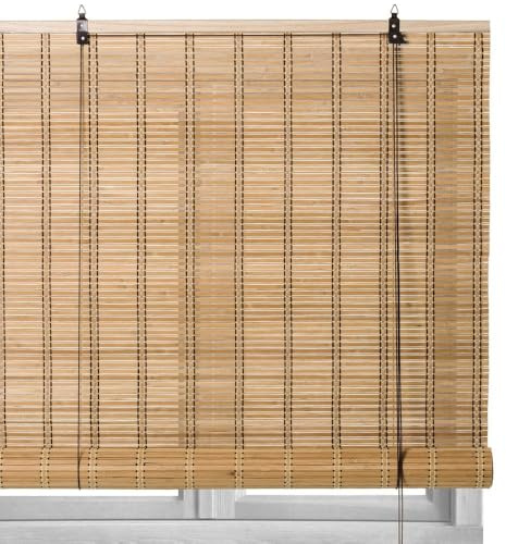 Estor Enrollable de láminas de bambú Color Natural de 120x250 cm