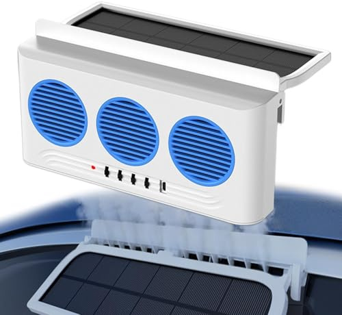 Solar Car Exhaust Fan - Portable Automotive Cooling Blower,Car Window Fan with 3 Air Outlets | for Vehicle Interior Summer Ventilation Air Purification