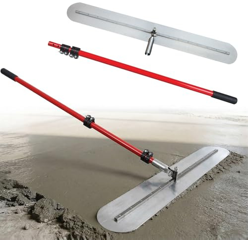 Betonglätter-Werkzeugsatz, 1.7–3 m längenverstellbarer Bull Float Betonglätter mit 100cm x12.5cm x1.2 mm Rundkopfkelle, Manganstahl-Betonglätter Zementwerkzeug für die Betonbearbeitung