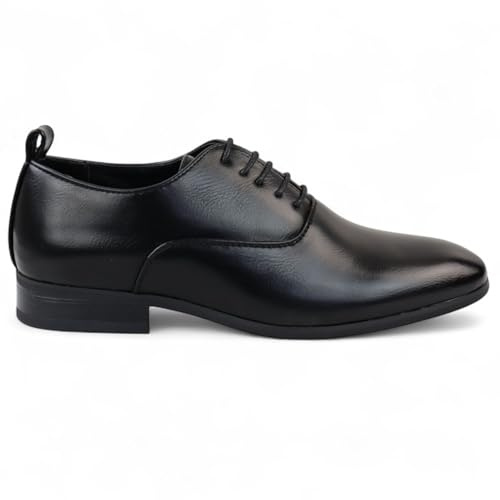 Infinity Leather Dolcetto Herren-Oxford-Derby-Schnürschuhe, schwarz