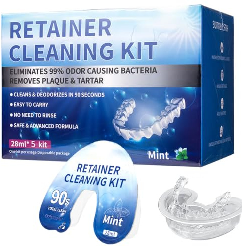 5 Pack Mint Aligner & Retainer Cleaner, 90s Fast Clean Aligner Cleaner for Invisalign & Mouth Guard, Odor-Reducing Brace Cleaning Tablets for Daily Dental Appliance Care