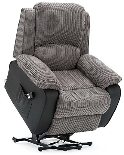 More4Homes POSTANA DUAL MOTOR ELECTRIC RISE RECLINER JUMBO CORD FABRIC ARMCHAIR ELECTRIC LIFT RISER CHAIR (Grey)