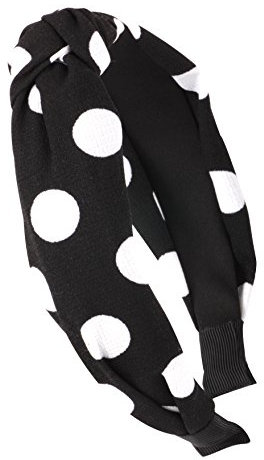 axy Haarreif mit Knoten-Vintage-Wunderschön Stirnband Haarschmuck Damen Haarreifen HR34 (Stil B - Schwarz mit Weissen Punkten)
