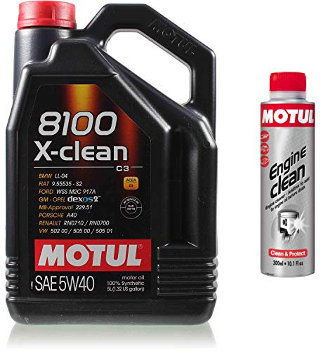 5L Motul 8100 X-clean 5W-40 Motoröl + Engine Clean 300 ml Additiv
