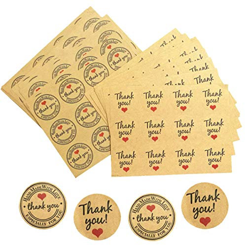 Aufkleber mit Aufschrift „Thank You“, 360 Stück, Kraftpapier, rund, selbstklebend, für Geschenke, Geburtstag, Hochzeit, Party, Verpackung, Dekoration (Durchmesser 37 mm)