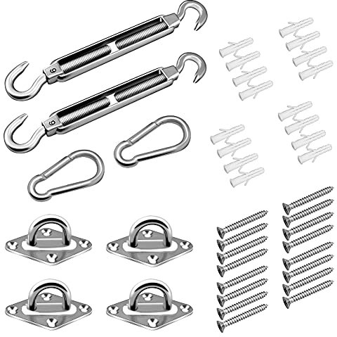 Hidreamz Kit de Fixation pour Voile D'ombrage, Kit Accessoires de Fixation de Matériel pour Voile D'ombrage en Acier Inoxydable pour Auvents Carrés Rectangle et Triangulaires (40 pcs)