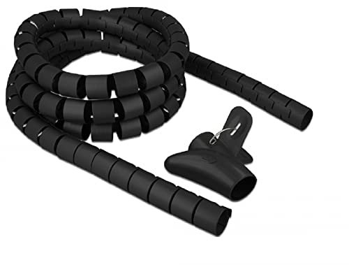 Delock Spiralschlauch mit Einziehwerkzeug 2,5 m x 30 mm Kabelschlauch, schwarz