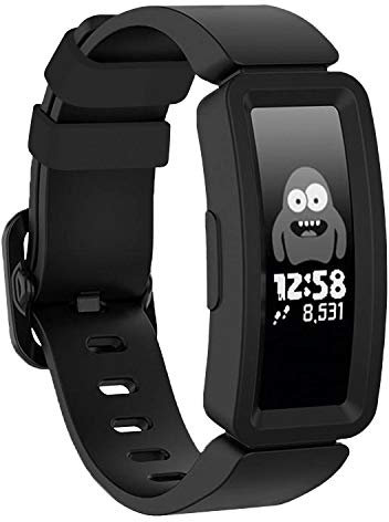 TopPerfekt Armband kompatibel mit Fitbit Ace 2 für Kinder 6, weiches Silikon wasserdicht Armband Zubehör Strap Jungen Mädchen Armbänder Kompatibel für Fitbit Ace 2 (Schwarz)