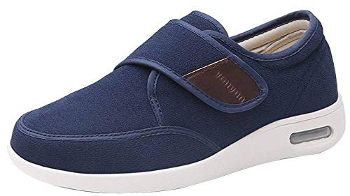 Nwarmsouth Hausschuhe für zu Reha,Lose fette Diabetikerschuhe, verstellbare Schuhe für ältere Menschen-41_ 深蓝,Geschwollene Hausschuhe Verstellbare
