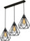 DC VOLTAGE 3 Way Pendant Light 20cm Black Triangle Metal Wire Cage with 95Ccm Adjustable Hanging Cable Light Fixture for Hallway Living Room