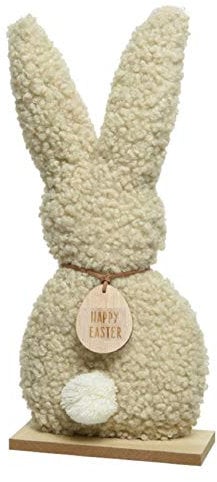 Kaemingk frühlingshafter putziger Deko-Hase Osterhase als Silhouette aus plüschigem Teddystoff in verschiedenen Größen (beige mittel ca. 32 cm hoch)