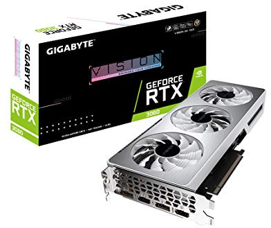 Gigabyte Carte graphique GeForce RTX 3060 Vision OC 12G, 3 ventilateurs WINDFORCE, 12 Go 192 bits GDDR6, GV-N3060VISION OC-12GD Carte vidéo