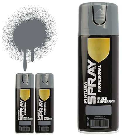 H HANSEL HOME Pintura Spray Gris Perla 400 Ml - Pack de 3 Unidades