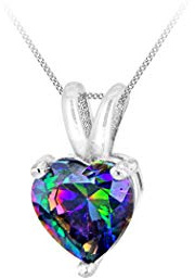 Tuscany Silver Damen-Anhänger Herz Zirkonia Aurora Borealis rhodiniert 6x11mm an Flachpanzerkette Sterlingsilber rhodiniert 1mm 25 46cm