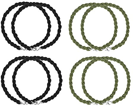 Yunmoxiao 8 Pieces Elastic Boot Bands Military Boot Straps Blousing Garters with Metal Hooks Military Double Twisted Shock Cord Trouser Twist (Black)