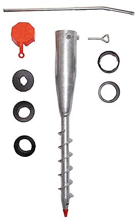 Garden Mile Tornillo de tierra grande de 55 mm resistente tornillo en metal tierra estaca tendedero giratorio soporte sombrilla tendedero enchufe jardín