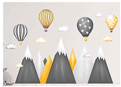 wandtattoo kinderzimmer berge Nordic Bergen Aufkleber Wandaufkleber Kind Baby Kindergarten Zimmer Gebirge luftballons Ballons Ballon Wolken Wolke Landschaft Wanddeko Baby Kinder Sticker G21XL