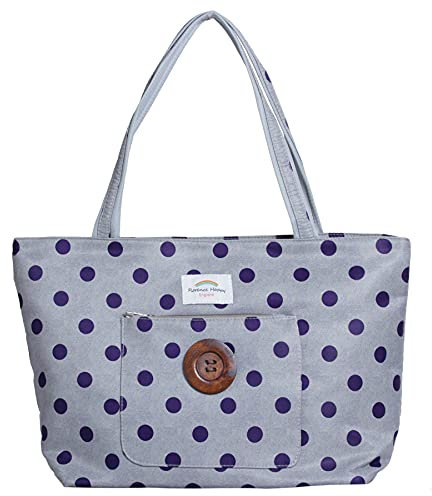 Einkaufstasche aus Segeltuch, gestreift, Blumenmuster, wasserdicht, für den Alltag, Urlaub, Strand, inklusive Geldbörse, groß, Light Grey Blue Spot Waterproof Tote Bag, L