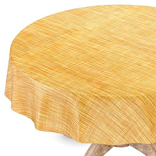 Tischdecke abwaschbar Wachstuch Wachstuchtischdecke Gartentischdecke Leinen-Optik Pflegeleicht Wasserabweisend 100 x 100 cm (Rund) Anthrazit Schnittkante