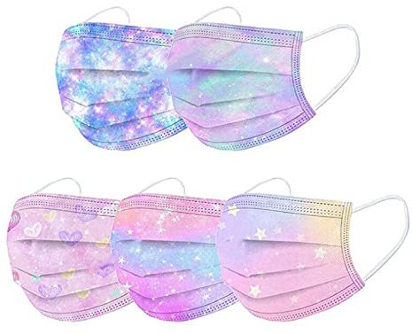 50 Stück Mundschutz Kinder Bunt Einweg mit Motiv Mund und Nasenschutz Halstuch Masken Cartoon Druck 3-lagig Einmal MNS Tücher Staubdicht Atmungsaktiv Bandana Maske Schals für Jungen Mädchen