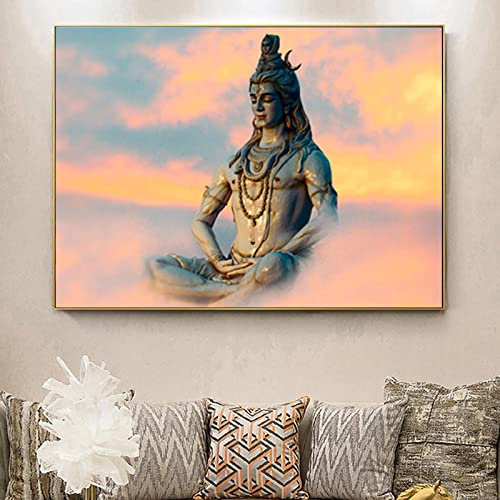 Yayun Art Abstraktes modernes Bild Hindu Götter Leinwand Malerei Hinduismus Lord Shiva Poster Druck Wandkunst für Wohnzimmer Große Größe 60x110cm (24x44in) Ungerahmt