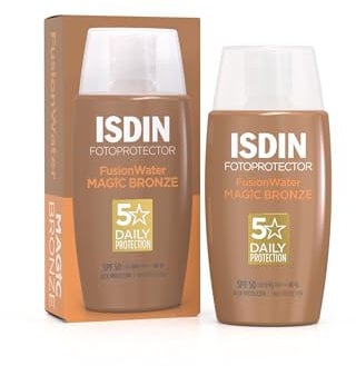 ISDIN Fusion Water Magic Color Bronze LSF 50, 50ml, Getönte tägliche Sonnencreme für das Gesicht, Ultraleichte Textur