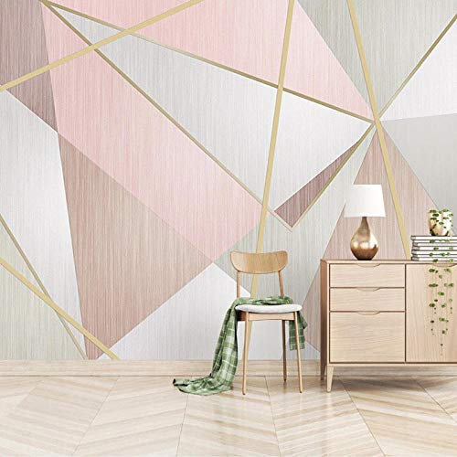 SIBUHUAU Décoration murale de la maison triangle rose motif géométrique salon canapé TV fond papier peint peinture murale