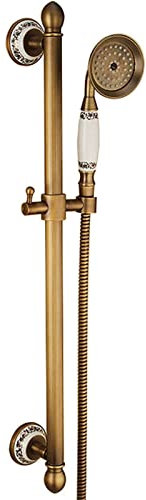 Yalsfowe Saliscendi doccia con soffione, Ottone soffione doccia con tubo flessibile da 1,5 m, Supporto Doccia Muro Regolabile Saliscendi, kit doccia completo, doccia colonna,B