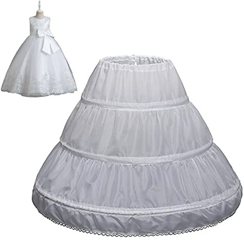 Jikekiroto Enagua Niñas 3 Aros Crinolina Falda de Aro Enaguas Vestidos Niña con Borde de Encaje