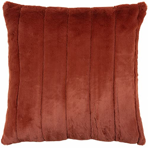 Paoletti Empress Cushion Cover – Soft Faux Fur Velvet Decorative Cushion Case with Concealed Zip for Elegant Home Styling (Rust - 45x45cm)