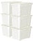 Cetomo 80L*6 Plastic Storage Box,White, Tote box,Organizing Container with Durable Lid and Secure Latching Buckles, Stackable and Nestable, 6Pack, with Buckle