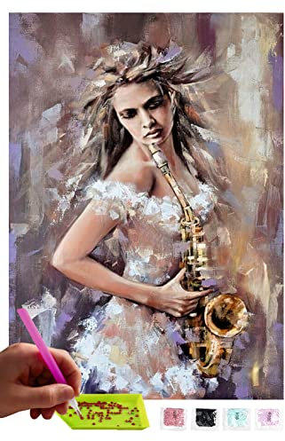 MISHBAY Diamond Painting Mosaïque DIY 5D Set | saxophoniste | Broderie | Point De Croix | Peinture Diamant par numéros | Home Décor mural | Peinture Décoration | Arts Craft