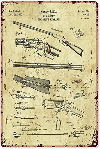 Lustiges Metall-Blechschild Henry Rifle Patent 1860 Blechschild Poster Bar Musik Club Männer Höhle Zimmer Wanddekoration Vintage Metallschild Chic Kunst Wand Metall Dekorationen Lustige Eisenschild