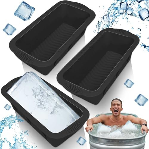 FWUNYVN 3Pcs Large Ice Cube Molds,Ice Cube Molds for Ice Bath at Home,Reusable Ice Cube Tray,Silicone Freezer Molds for Cold Plunge Or Coolers,Ice Maker for Camping Fishing Party
