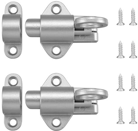 Xinlon 2 Stück Federriegel Automatische Verriegelung Türriegel mit Schrauben, Spring Riegelschloss Federverriegelung, Automatische Türriegel für Fenster, Holztüren, Schranktüren