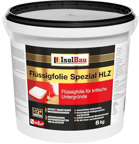 Flüssigfolie HLZ 8kg - Dichtfolie für kritische Untergründe - Wasserdichte Abdichtung für innen & Außenbereich - für Wand & Boden - Balkonabdichtung, Wasserstop, für Fliesen und Holz