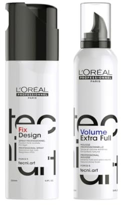 L'Oréal Professionnel, Duo Styling Fixation Forte & Tenue Longue Durée avec Volume, Pour Tous Types de Cheveux, Spray Coiffant Fixant + Mousse Coiffante Volumatrice, Non Gras ni Collant, Tecni Art