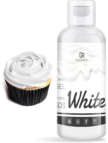 Gel Colorante Alimentario - Colorante Alimentario Gel Concentrado para Pastel, Hornear, Glasear y Fondant - Tintes Alimentarios Insípido para Macarrón, Galletas, Limo, Manualidades DIY (blanco, 100ml)