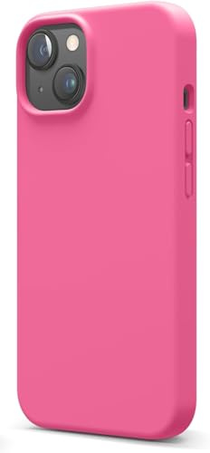 Generico Cover Antiurto in Silicone Liquido per iPhone 15 (6,1 Pollici), Protezione Completa a 3 Strati con Fodera in Microfibra, Colore Lilla Chiaro (Fucsia)