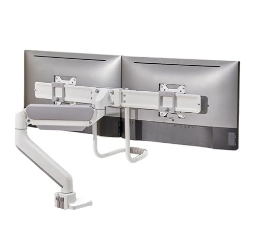 Soporte Monitor Soporte de escritorio for monitor doble, brazo de monitor con resorte de gas ajustable for 2 pantallas de hasta 32 pulgadas, 17,6 libras, placas VESA deslizantes con abrazadera y base