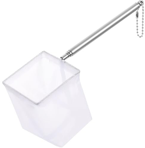 JIEYAO Aquarium Fish Net with Extendable Handle, 2.5 Tiny Fish Tank Net, Small Soft Fine Fishing Mesh Telescopic Aquarium Skimmer Nets Cleaning Tanks Aquarium Accessories for Tank Pond Creek (White)