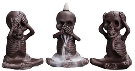 Uitndvyte Porte-encens en céramique en forme de tête de mort pour cônes d'encens - Décoration d'intérieur et d'artisanat